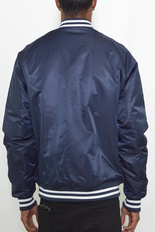Mens Polyester Windbreaker Winter Bomber Jacket