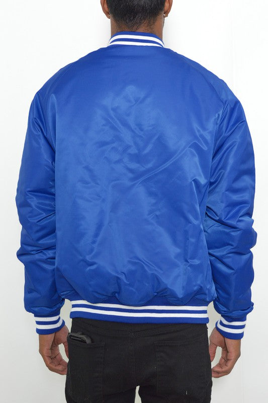 Mens Polyester Windbreaker Winter Bomber Jacket