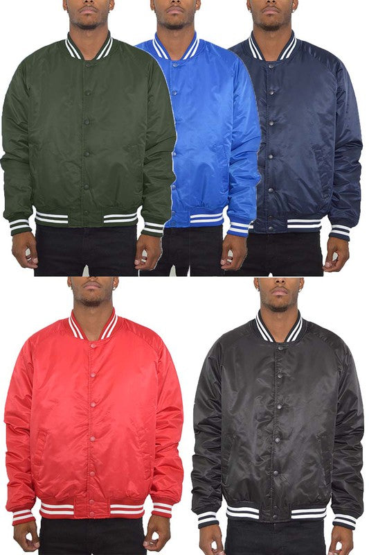 Mens Polyester Windbreaker Winter Bomber Jacket