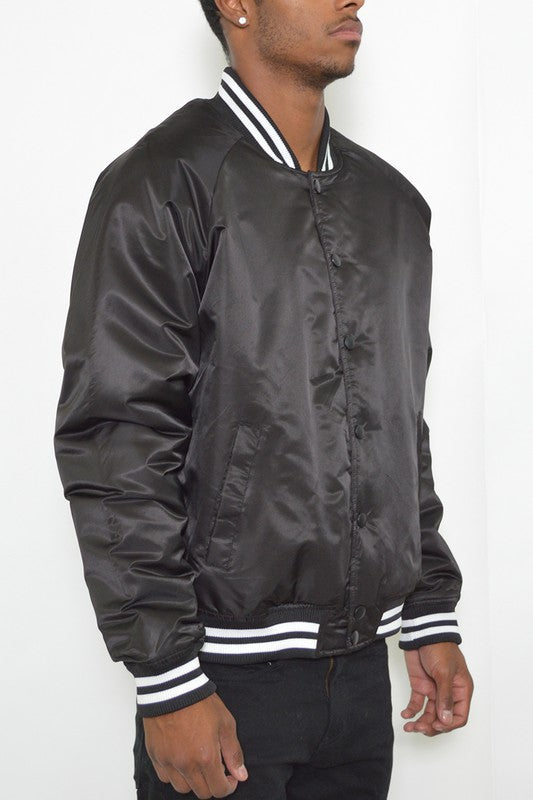 Mens Polyester Windbreaker Winter Bomber Jacket