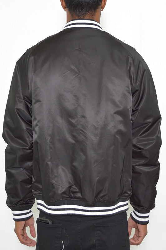 Mens Polyester Windbreaker Winter Bomber Jacket