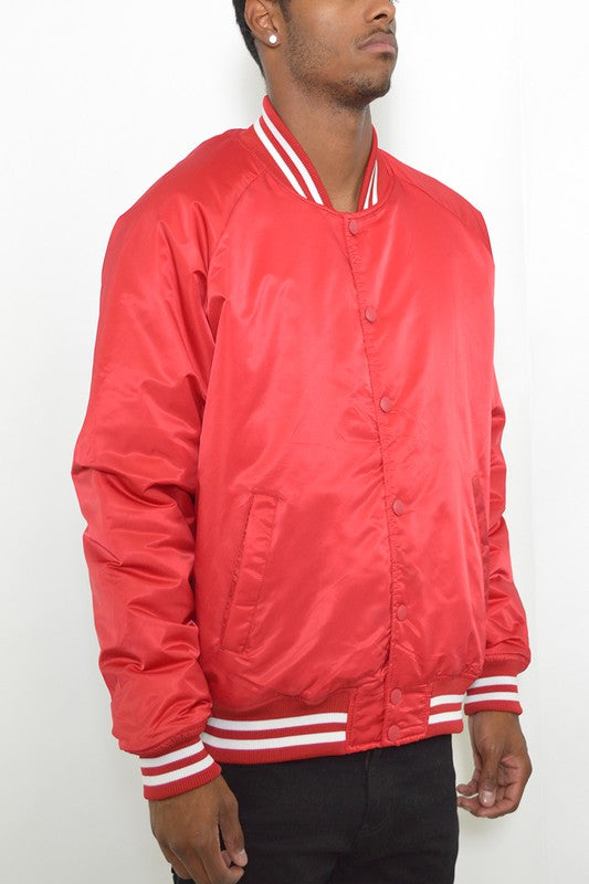 Mens Polyester Windbreaker Winter Bomber Jacket