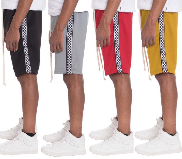 Weiv Mens Checkered Stripe Track Shorts