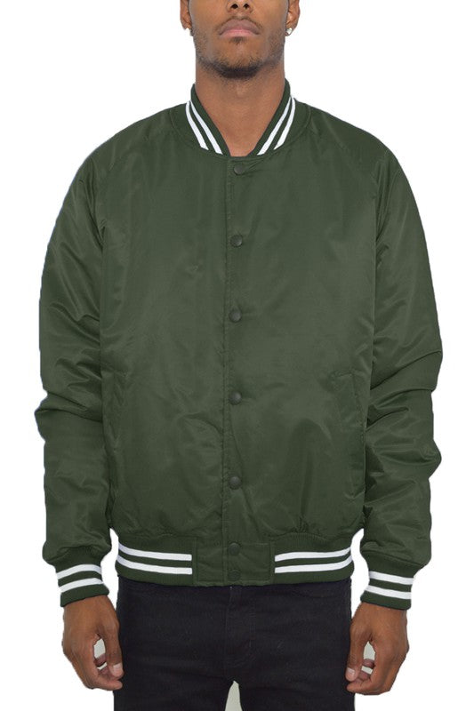 Mens Polyester Windbreaker Winter Bomber Jacket