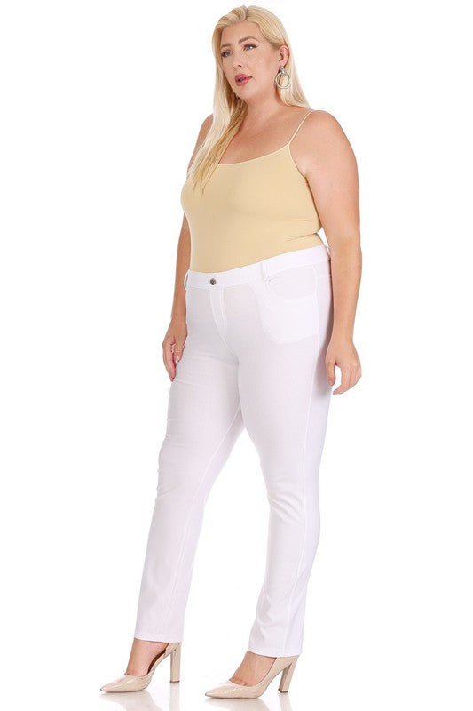 Plus size, stretchy, pull up, full length jeggings