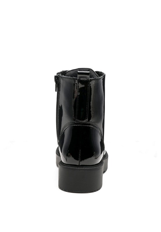Rubble Statement Pu Lace Up Ankle Boots