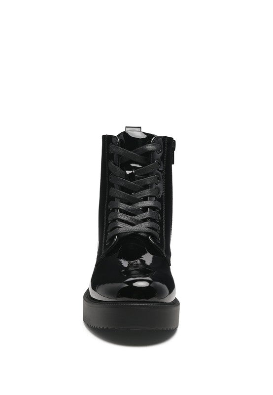 Rubble Statement Pu Lace Up Ankle Boots