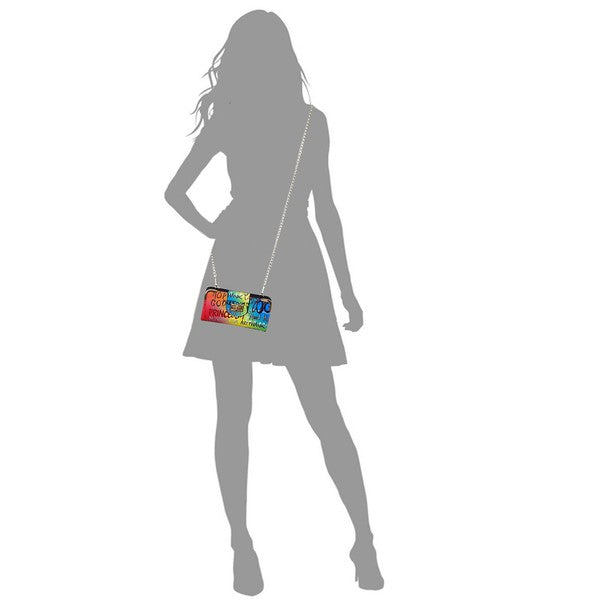 Multi Graffiti Turn Lock Crossbody Wallet