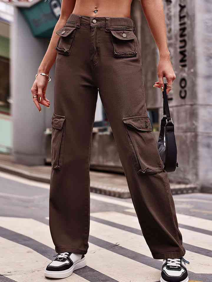 Straight Leg Cargo Jeans