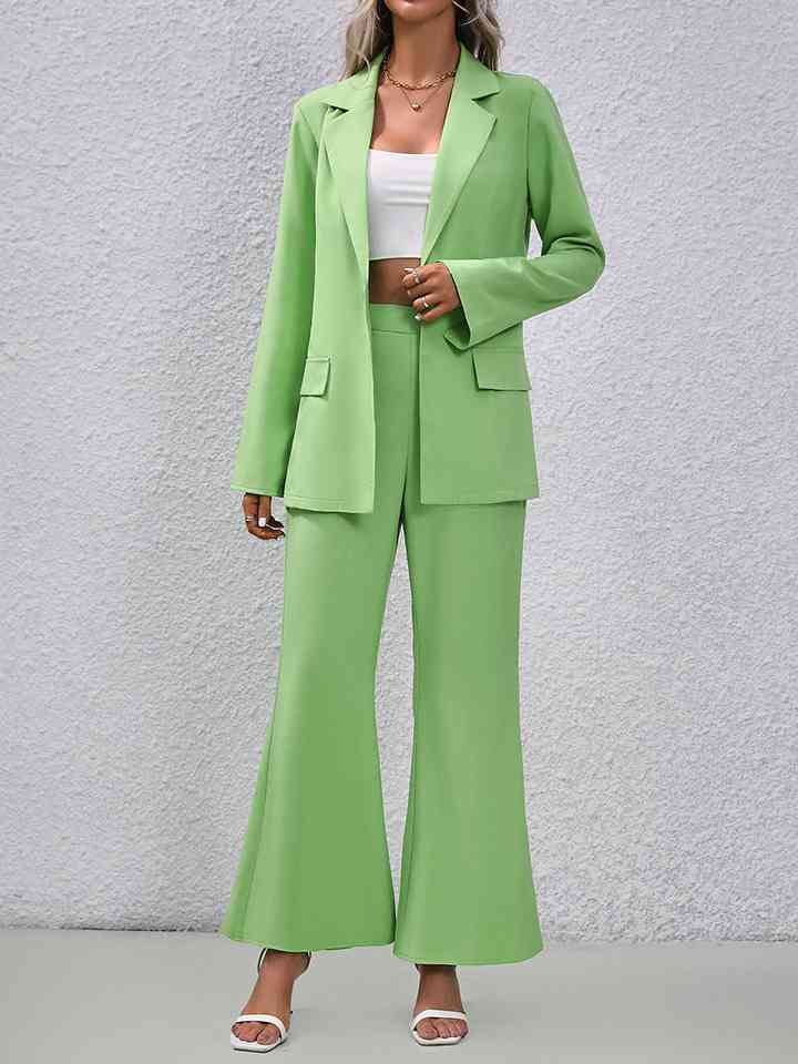 Long Sleeve Blazer and Flare Pants Set